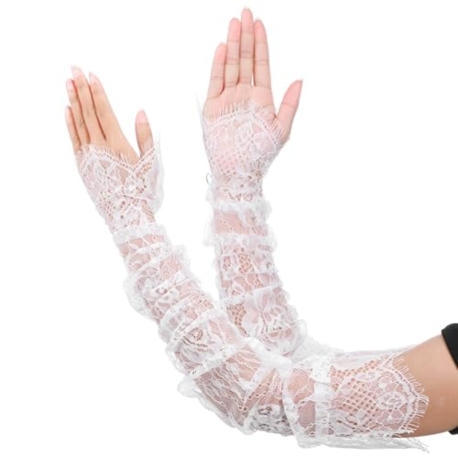Long Sheer Lace Arm Sleeves Fo - Fingerless Glove Knit reseña y precio