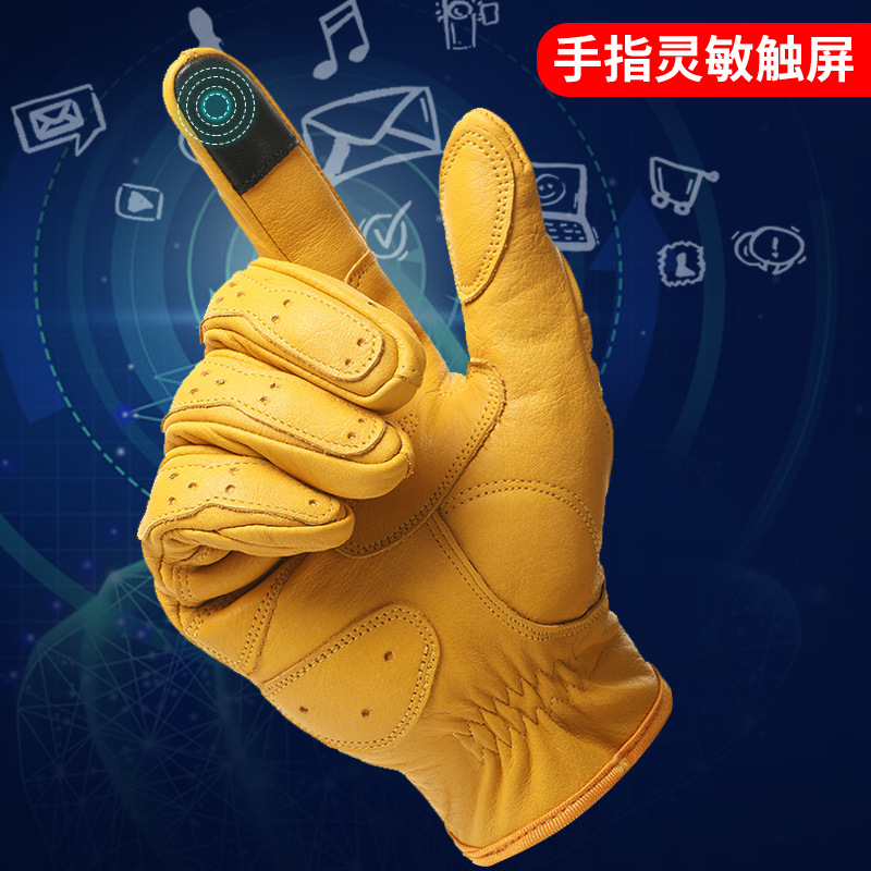 Motorcycle Cycling Gloves Leat - Leather Driving Glove reseña y precio