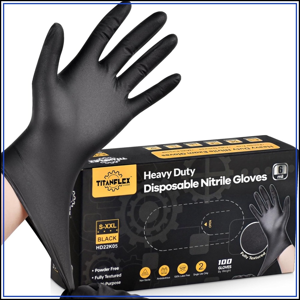 Heavy Duty Black Nitrile Glove - Nitrile Mechanic Glove reseña y precio