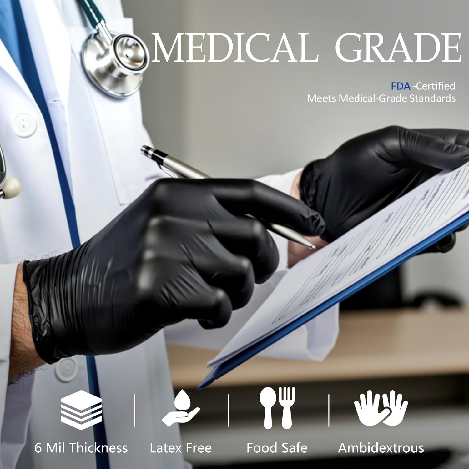 Black Disposable Nitrile Glove - Rubber Glove Cleaning reseña y precio