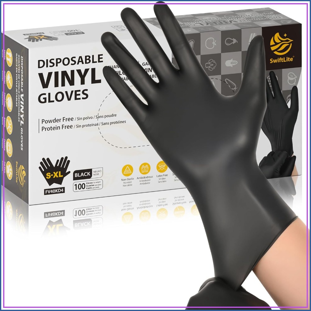 Black Vinyl Gloves, Food Grade - Rubber Glove Cleaning reseña y precio