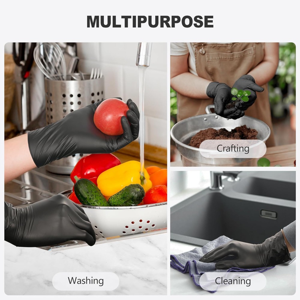 Black Vinyl Gloves, Food Grade - Rubber Glove Cleaning reseña y precio