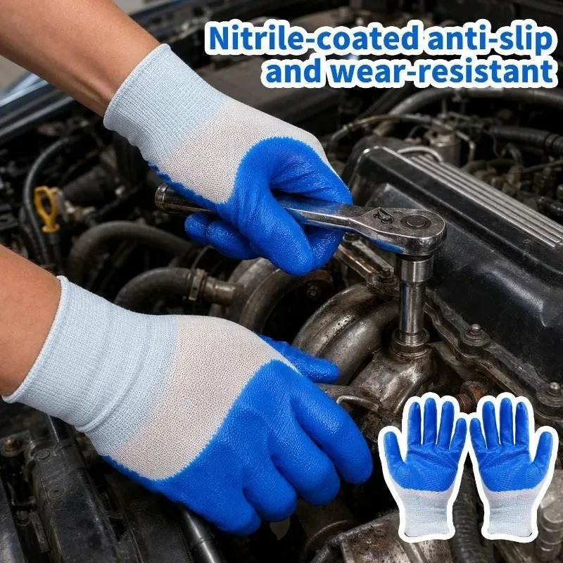 Blue Latex Rubber Nitrile Work - Nitrile Mechanic Glove reseña y precio