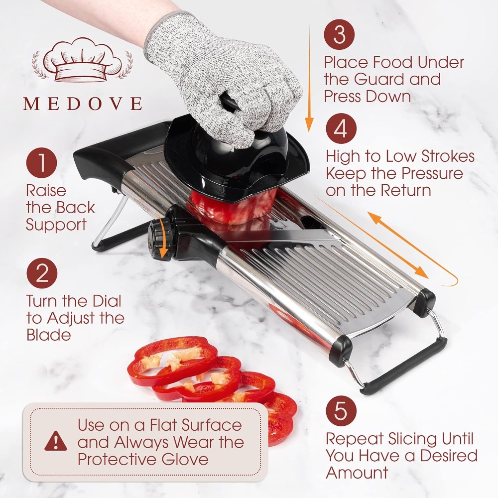 Stainless Steel Mandoline Slic - Cut Resistant Glove reseña y precio