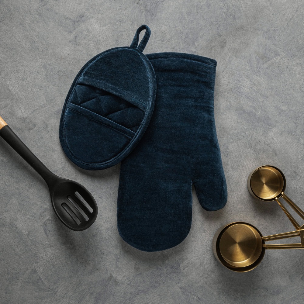 Velvet Blue 2-Piece Kitchen Ov - Heat Resistant Glove reseña y precio