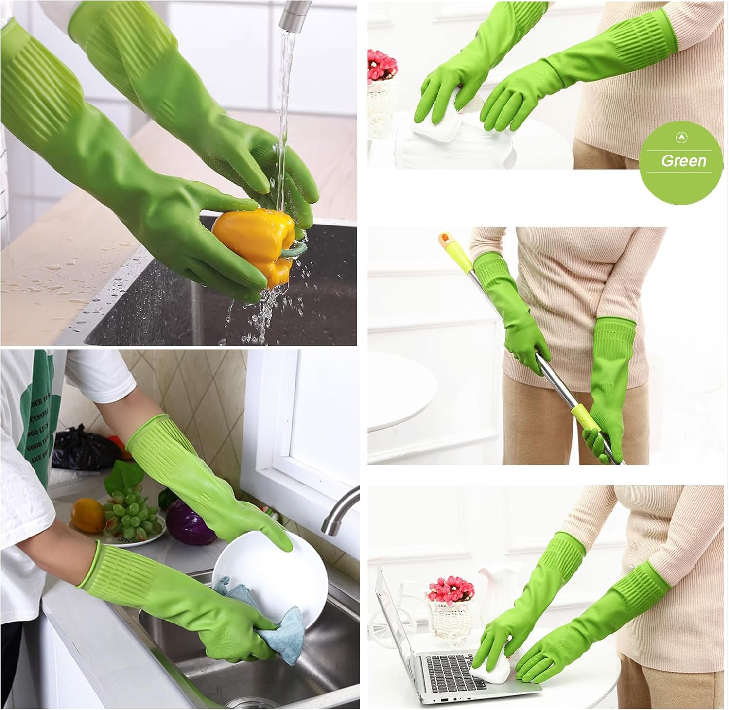 3 Pairs of Rubber Dishwashing  - Rubber Glove Cleaning reseña y precio