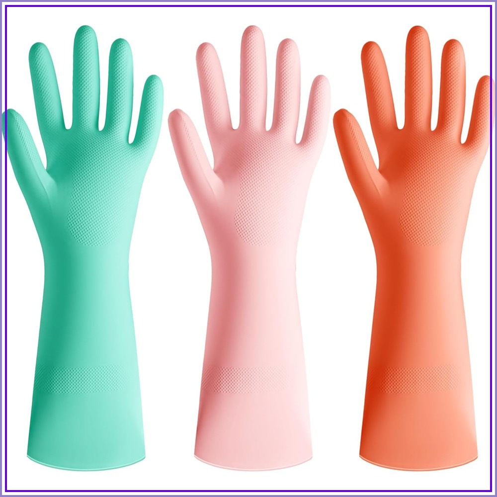 3 Pairs Colorful Rubber Dishwa - Rubber Glove Cleaning reseña y precio